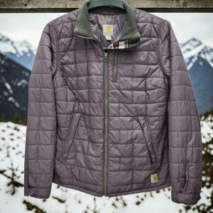 Carhartt Amoret Quilted Puffer Jacket Womens Small 4-6 Purple Flannel Lined